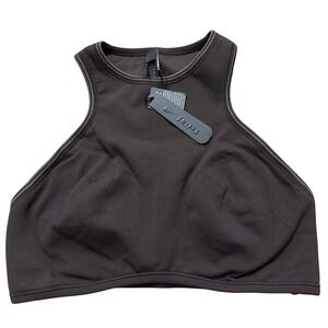 NikeSKIMS Ribbed Seamless Racer Front High Neck Bra Phoenix Truffle Brown Large